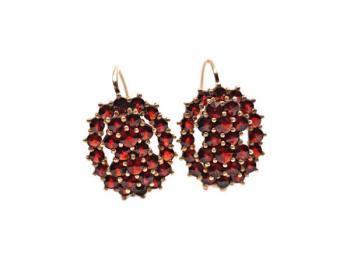 Stříbrné náušnice s českými granáty Stříbrné náušnice s českými granáty