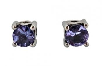 Stříbrné náušnice - pecky s kulatými tanzanity Stříbrné náušnice - pecky s kulatými tanzanity